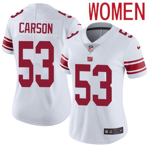 Women New York Giants 53 Harry Carson Nike White Vapor Limited NFL Jersey